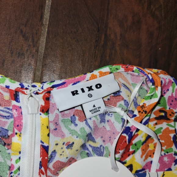 RIXO size 4 Colorful Floral Empire Waist Maxi Dress with smocked sleeve - Picture 12 of 16